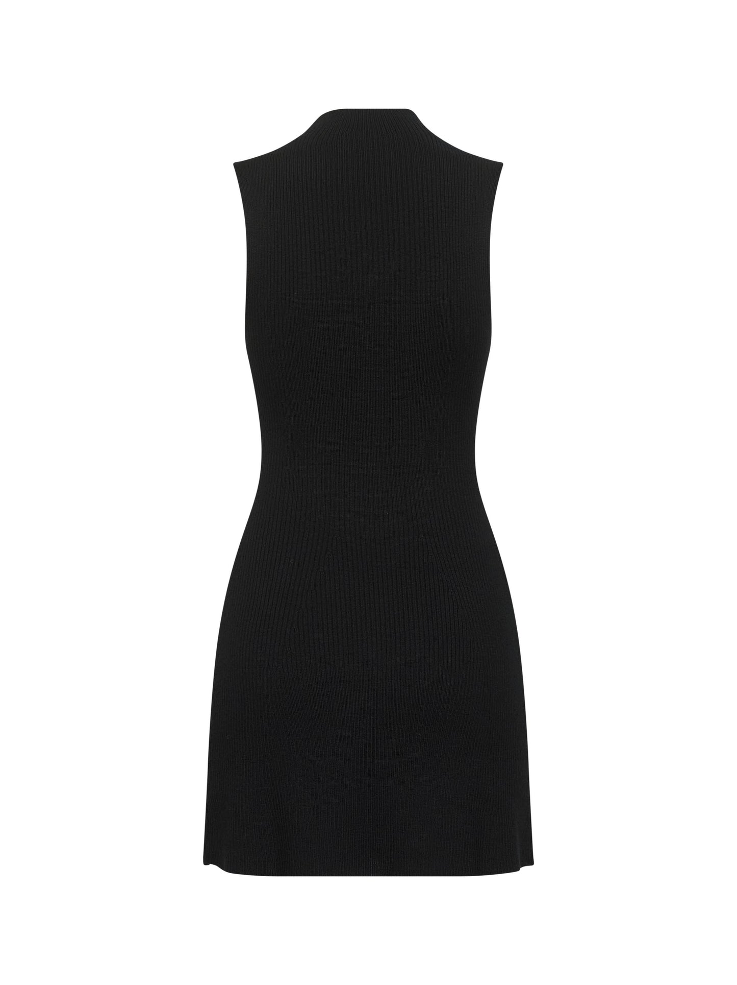 Black ribbed wool M-Oloni-Short minidress