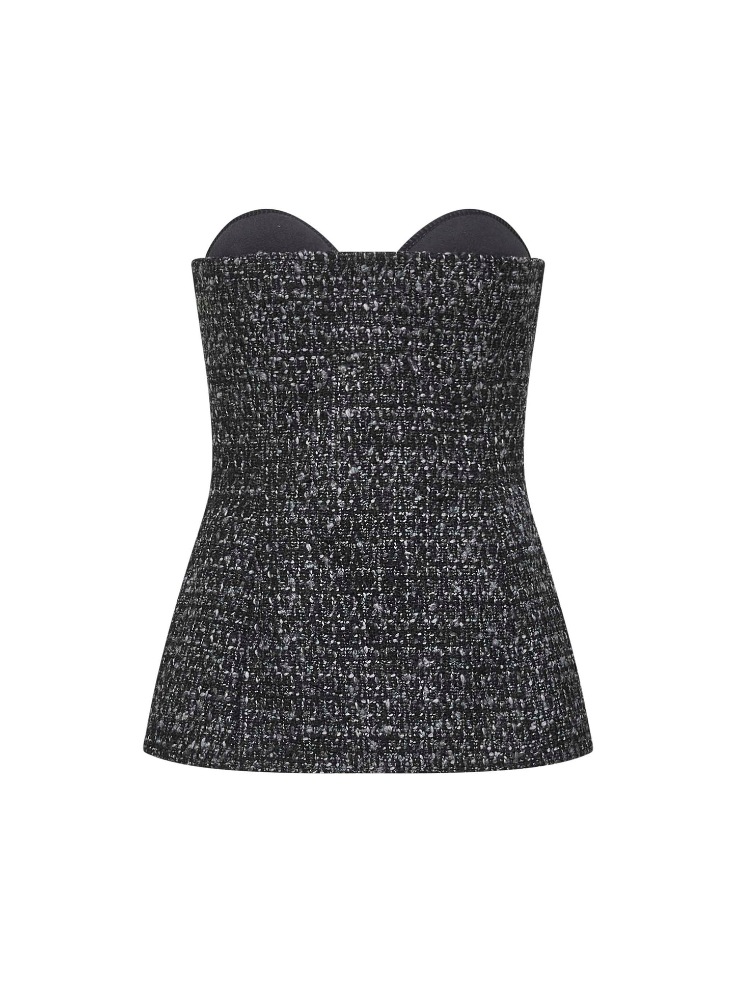 Black melange bouclé T-Orset corset top