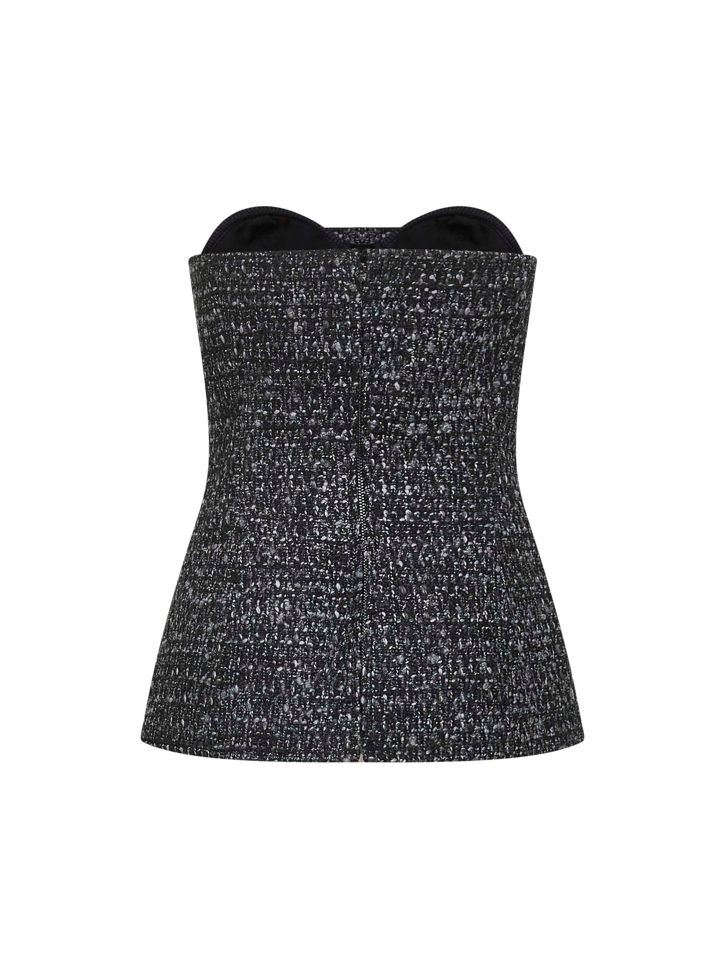 Black melange bouclé T-Orset corset top