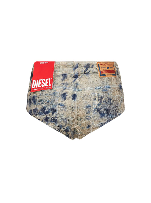 Beige houndstooth denim De-Jizz-Fsh1 hot pants