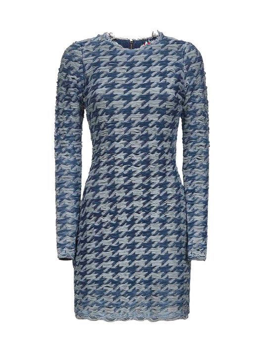 Light blue houndstooth denim M-Halma minidress