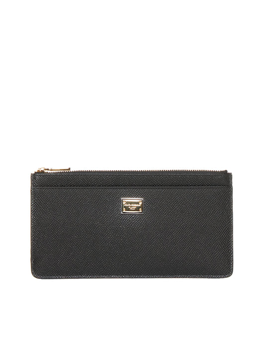 Large black Dauphine leather card case