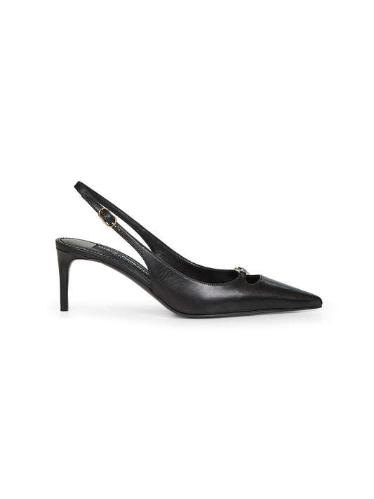 Black goatskin Lollo slingback