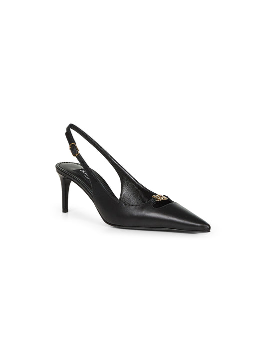 Black goatskin Lollo slingback