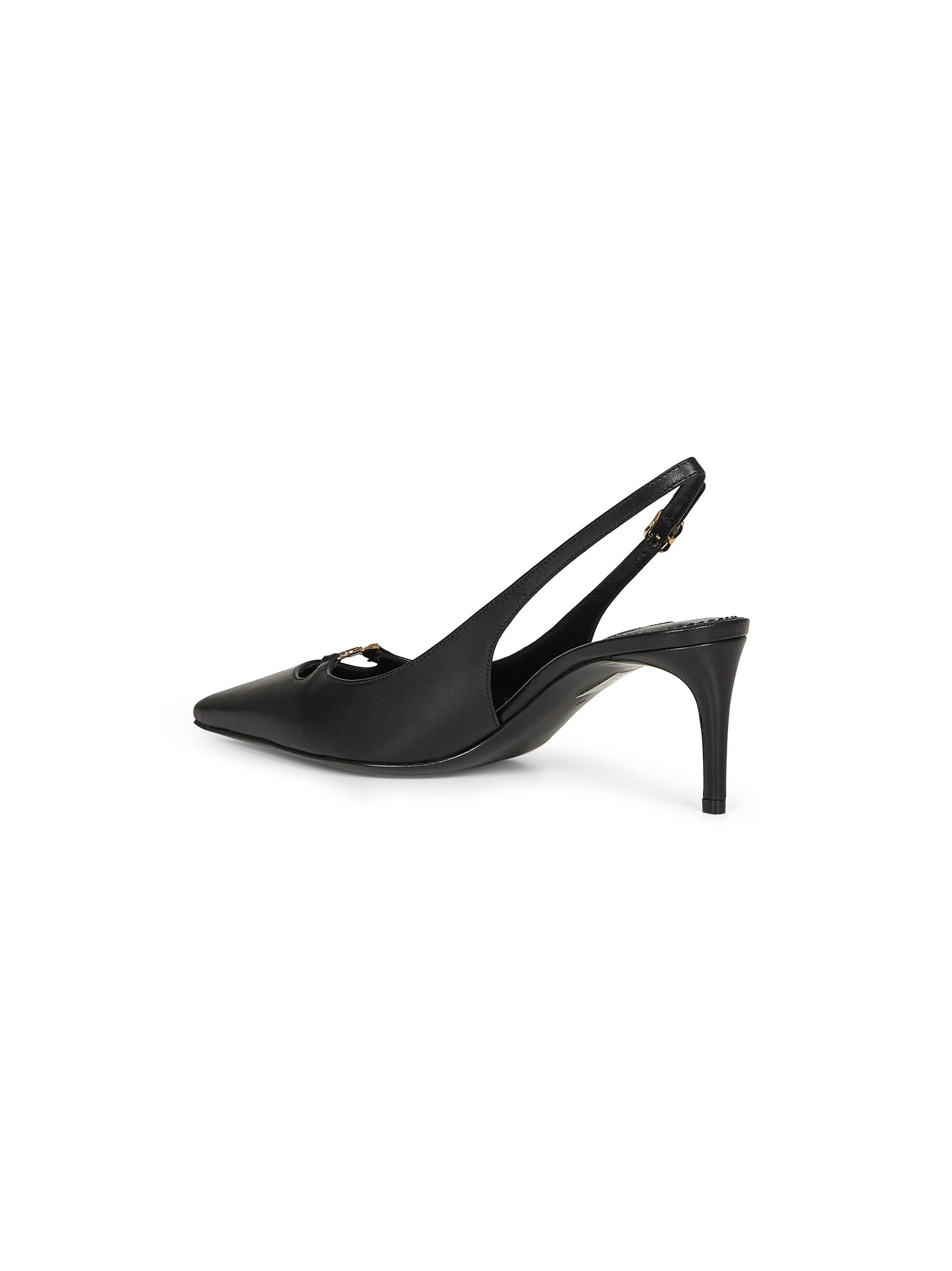 Black goatskin Lollo slingback