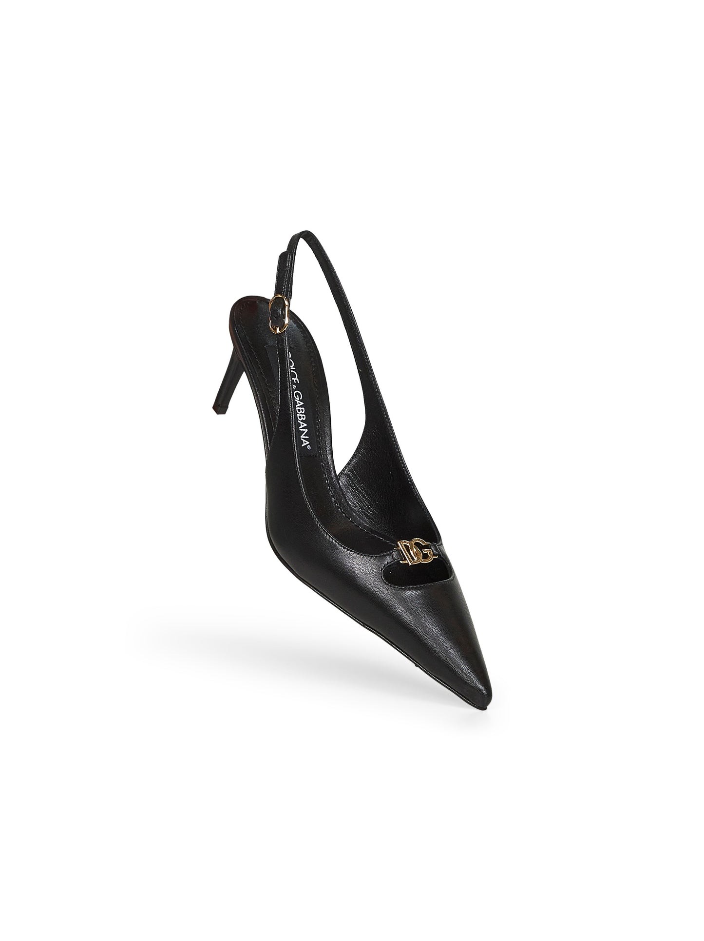 Black goatskin Lollo slingback