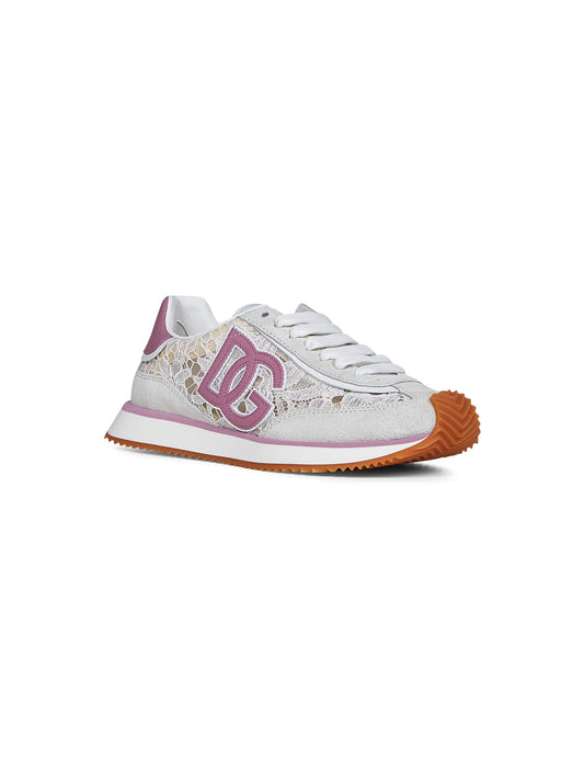 White and pink DG CUSHION sneakers