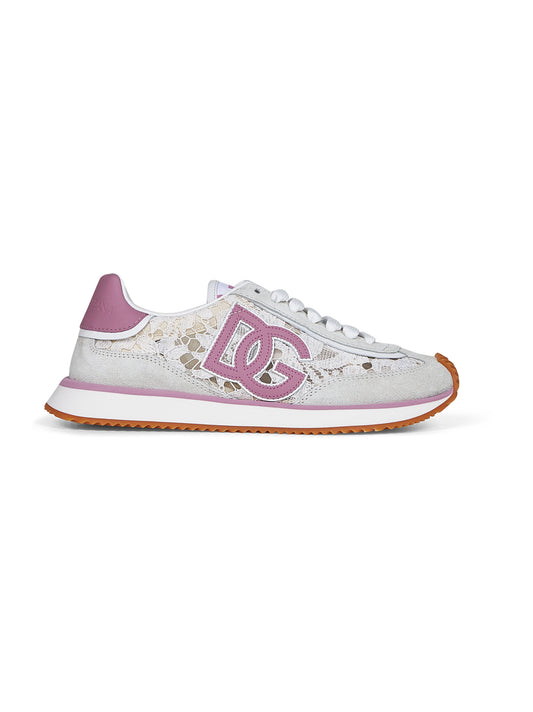 White and pink DG CUSHION sneakers