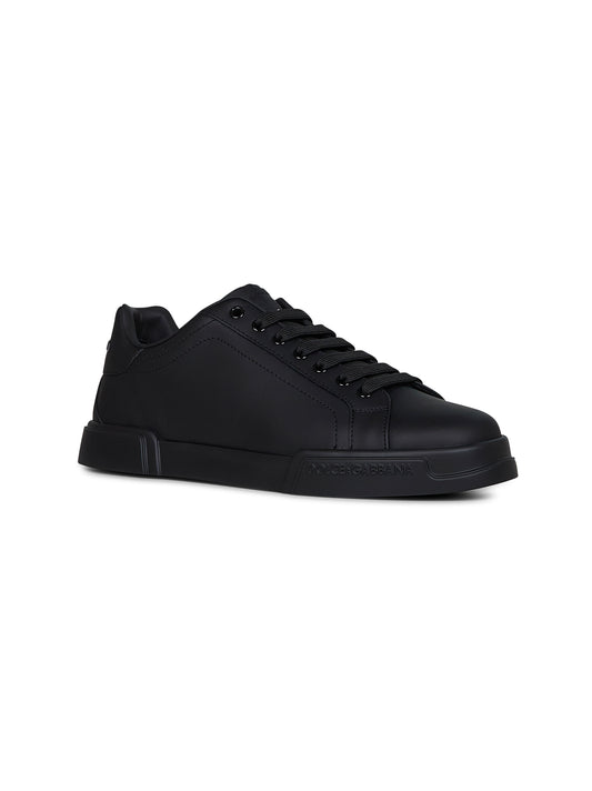 Black calf leather Portofino sneakers