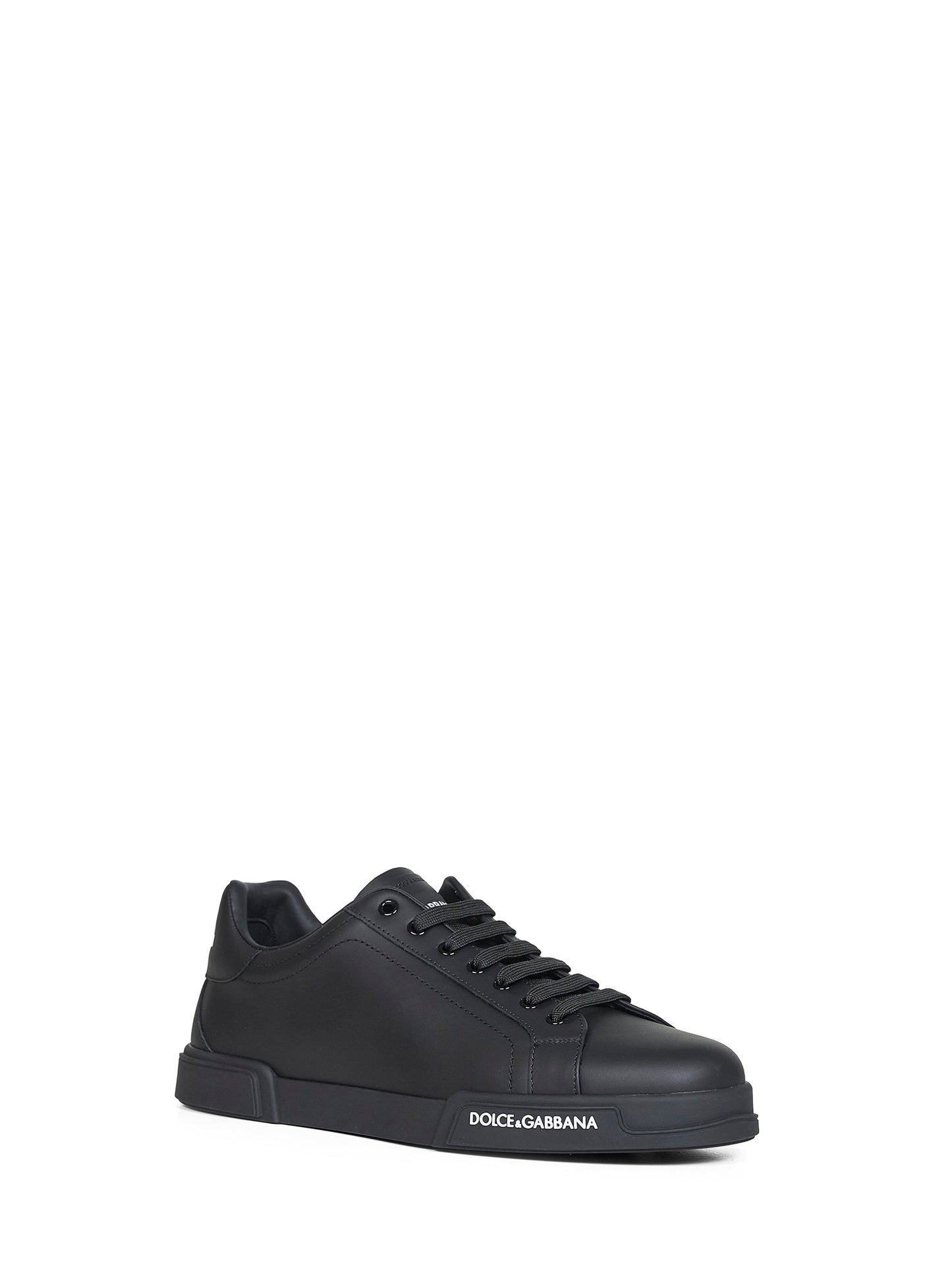 Black calfskin nappa Portofino sneakers