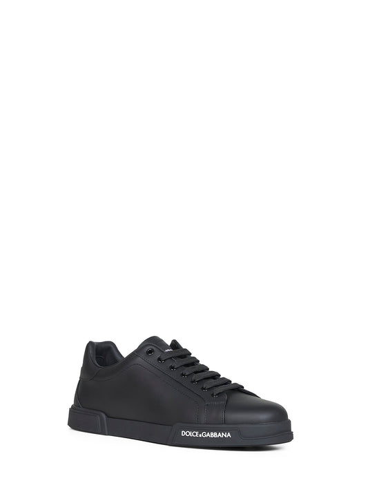 Black calfskin nappa Portofino sneakers
