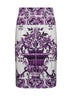 Maiolica print stretch silk skirt