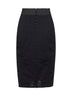 Gonna midi in pizzo ed elastico marquisette nero