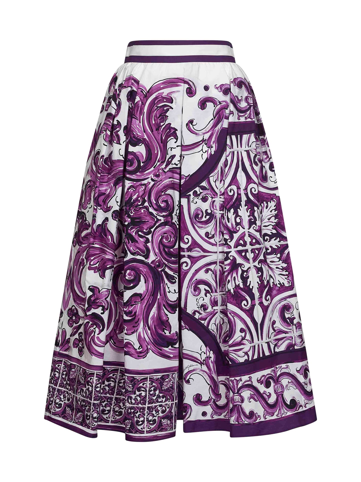 Maiolica mix print poplin pleated skirt