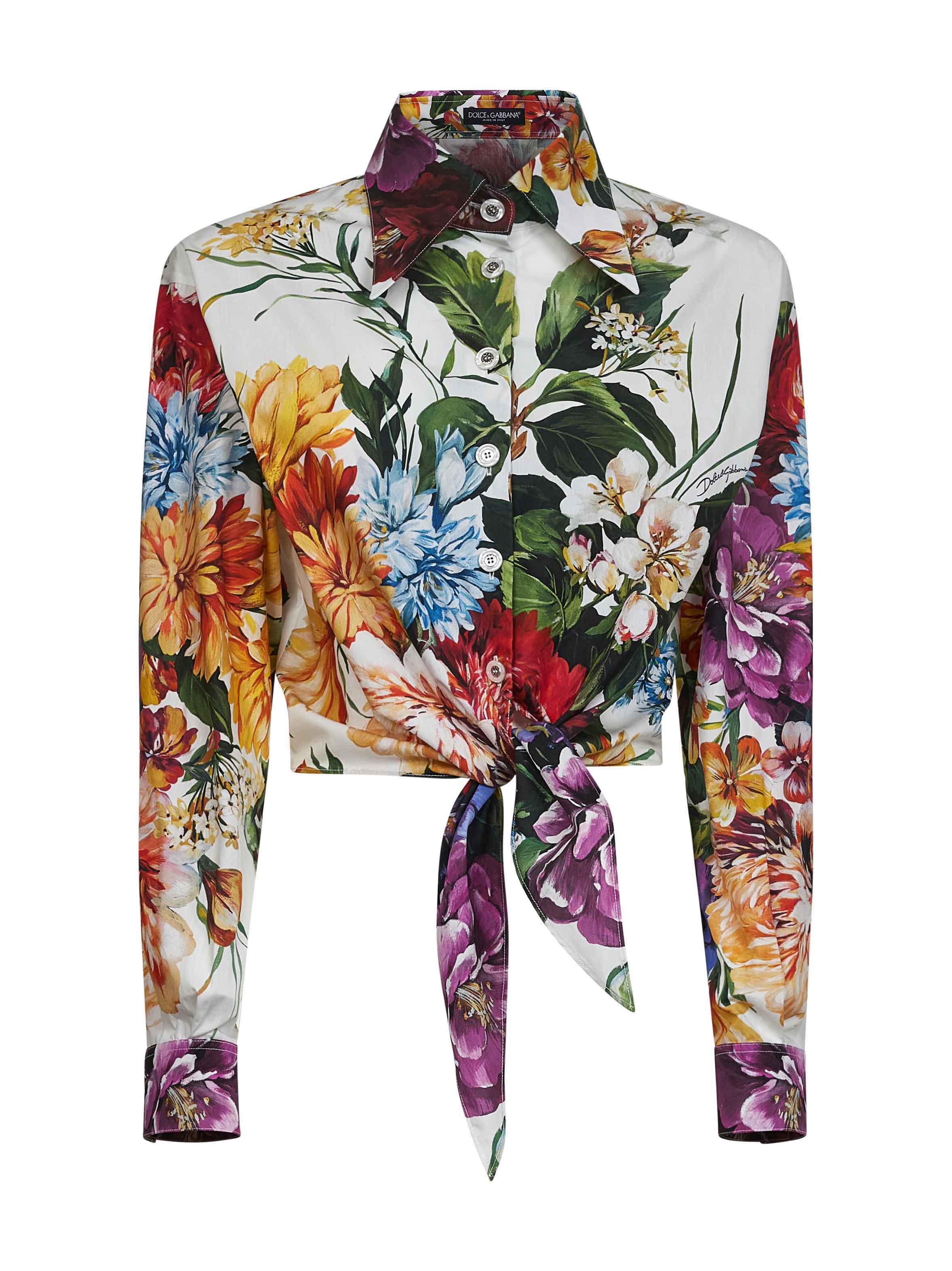Tシャツ・カットソー Dolce & Gabbana FLOWER BOUQUET PRINT POPLIN SHIRT Flower bouquet-print poplin shirt in Print for Women