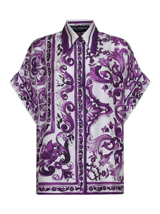Maiolica print twill shirt
