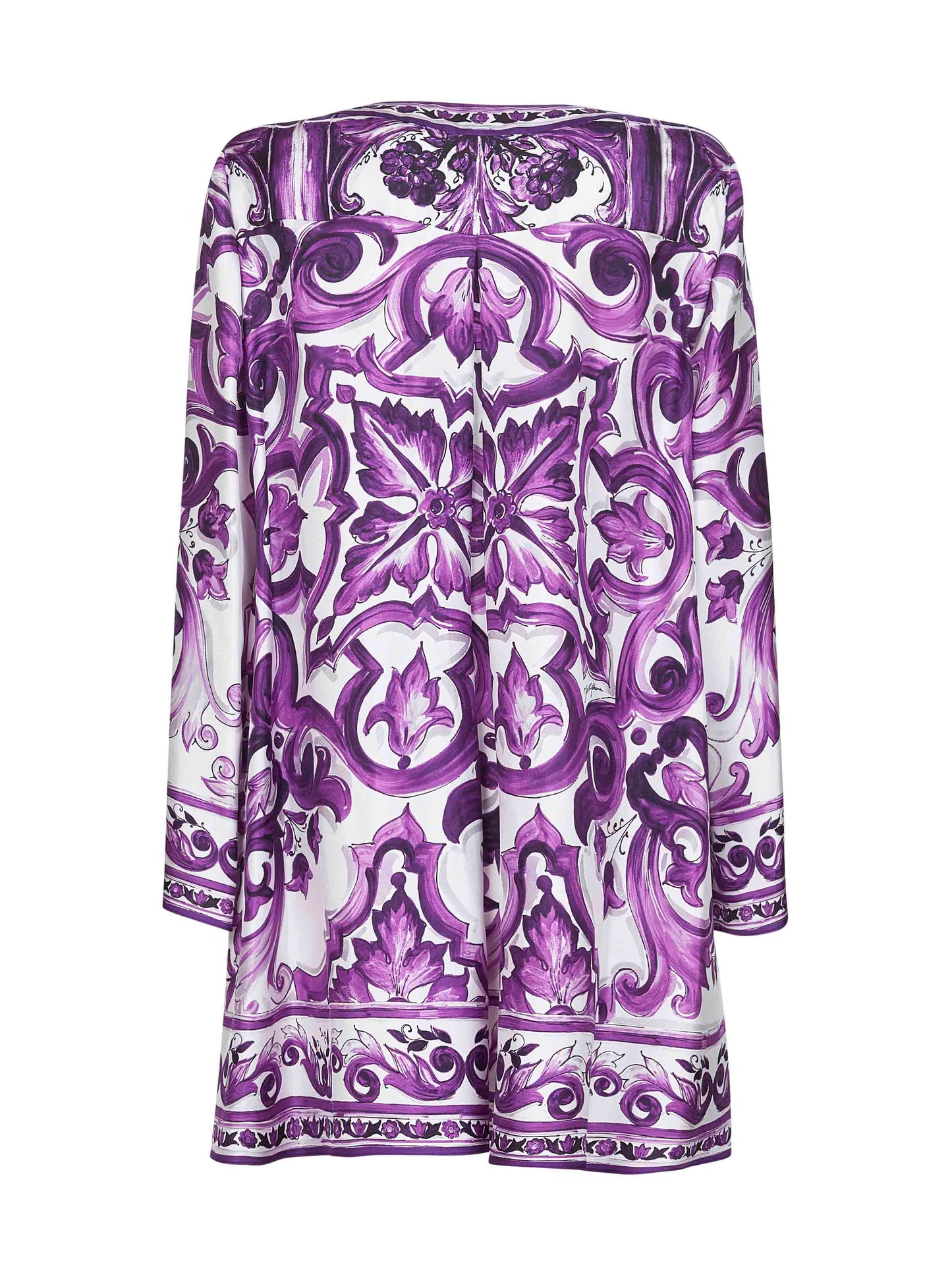 Maiolica print twill mini dress
