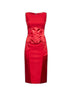 Abito longuette in raso e cady rosso