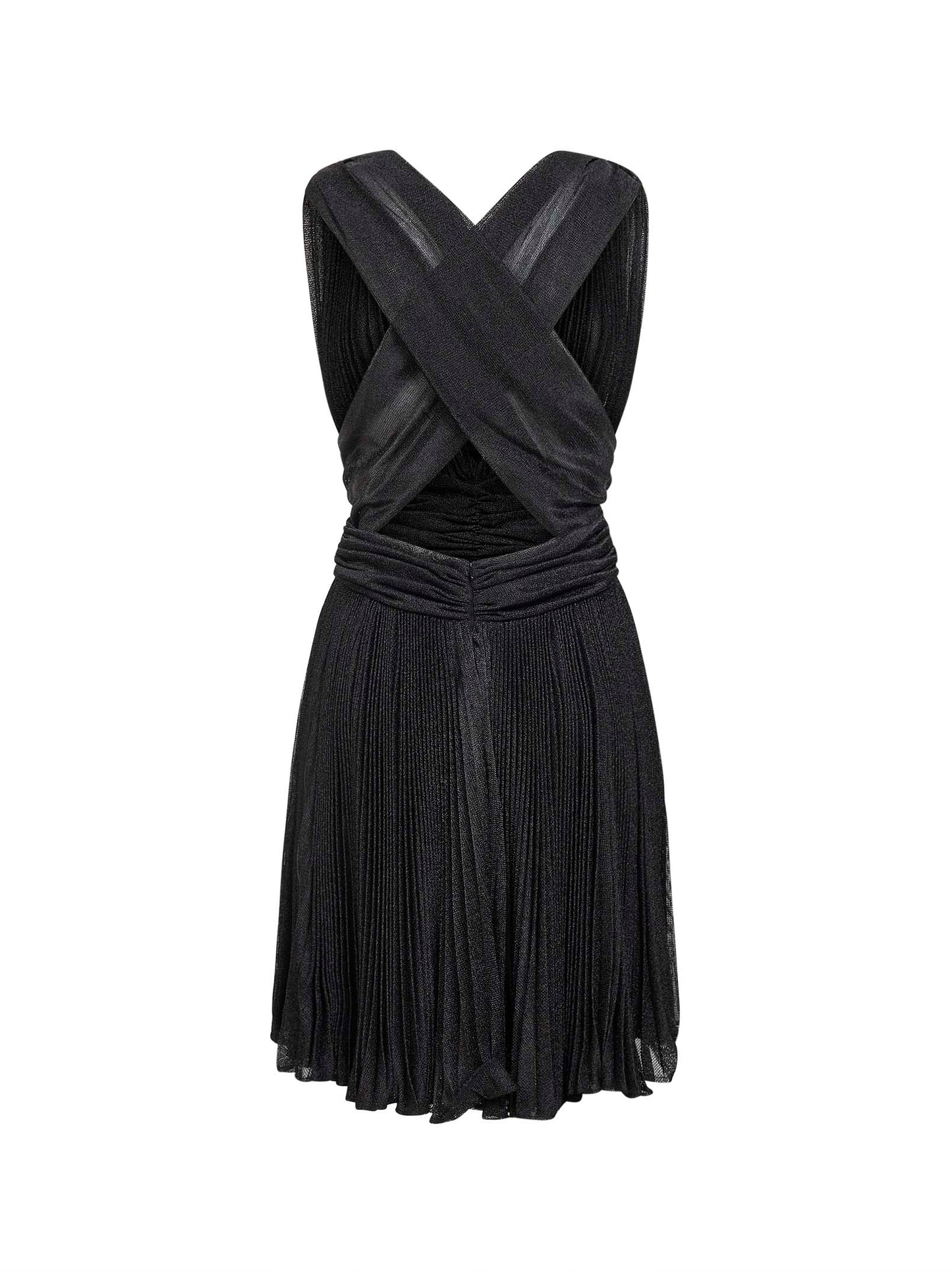 Miniabito plissé in rete lurex nera<BR/>