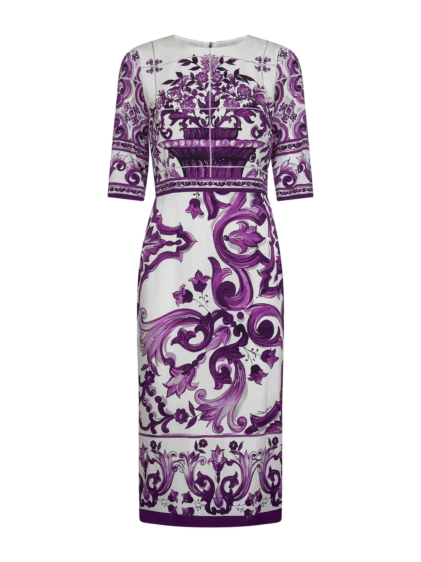 Maiolica print charmeuse midi dress