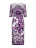 Maiolica print charmeuse midi dress