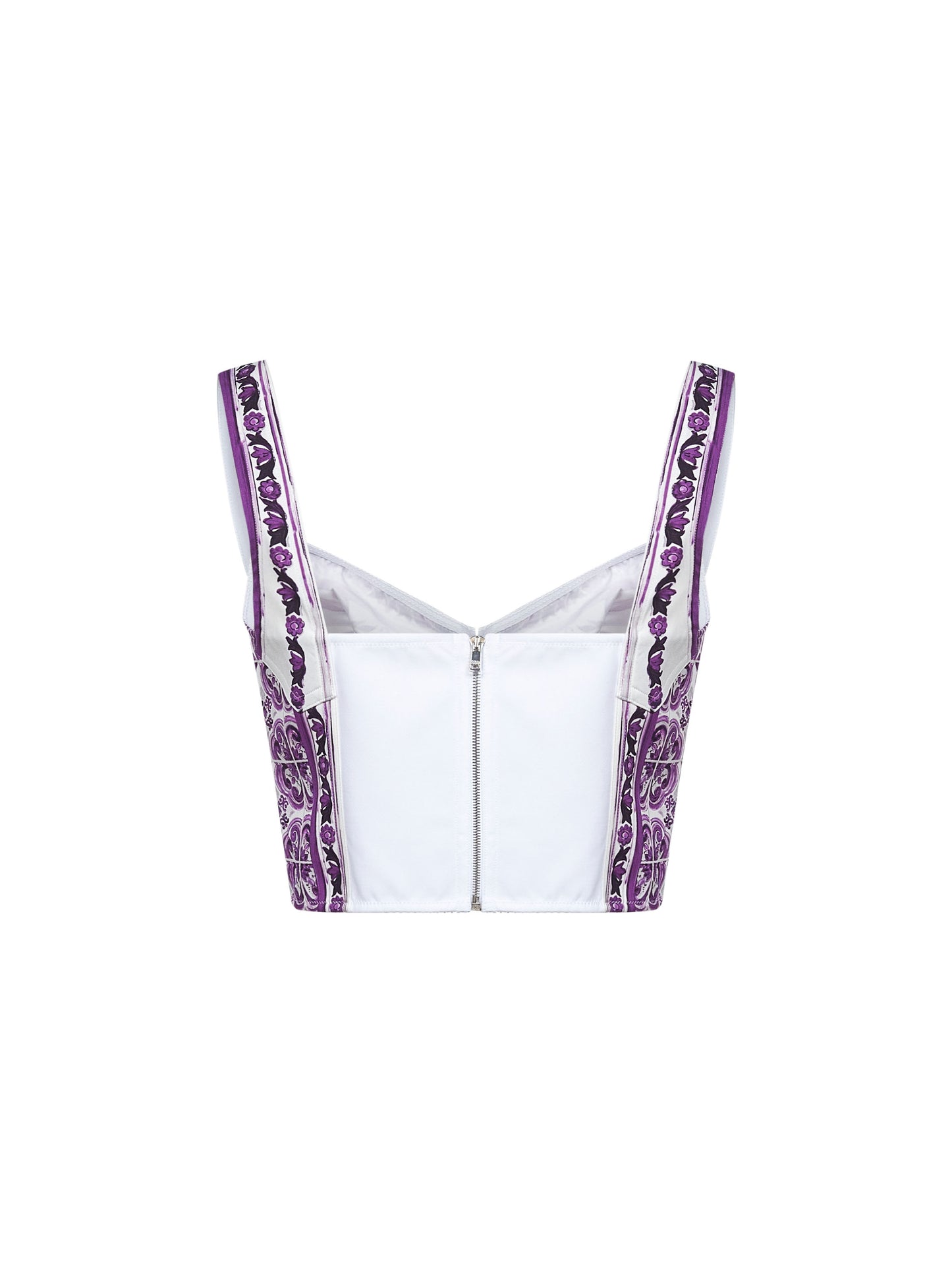 Maiolica print corset bustier top