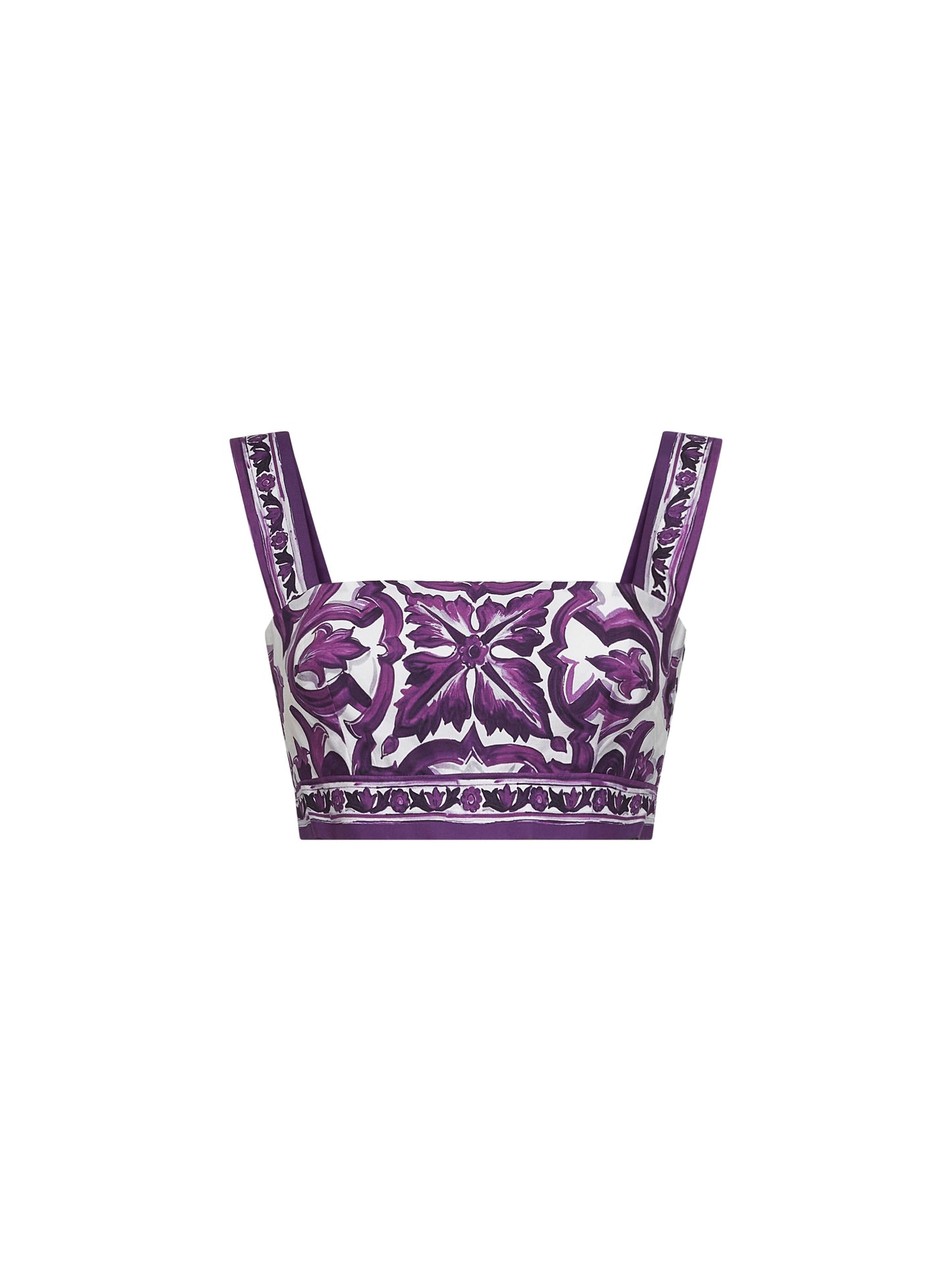 Maiolica print poplin bralette top
