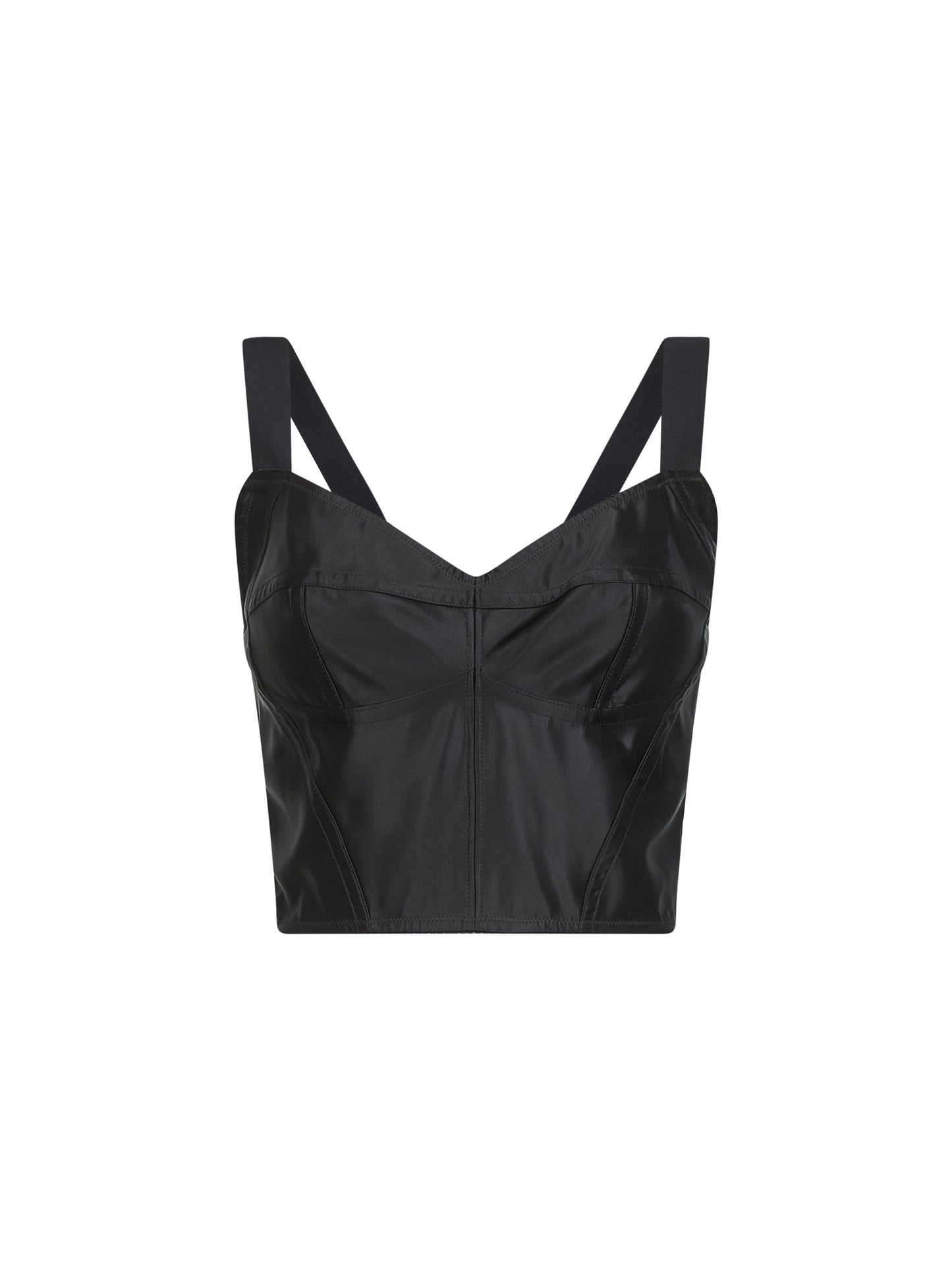 Black charmeuse corset bustier top