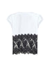 White jersey T-shirt with lace detail