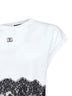 White jersey T-shirt with lace detail