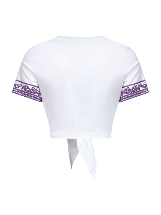 White cotton tie-front T-Shirt