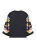 Black jersey T-shirt with printed scarf sleeve