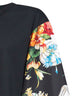 Black jersey T-shirt with printed scarf sleeve