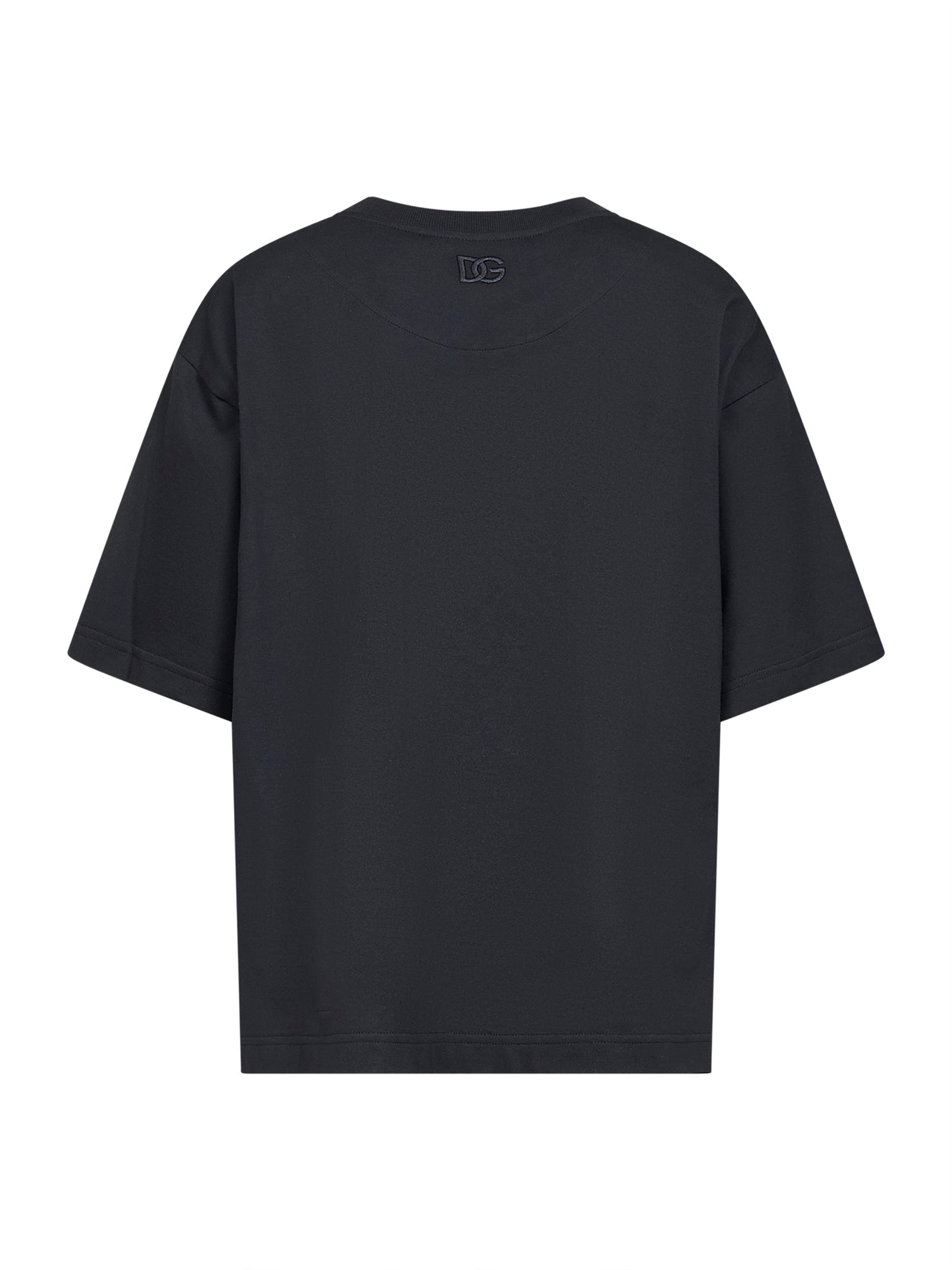 Black jersey T-shirt with printed scarf insert