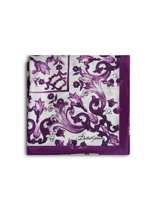 Silk twill Maiolica print scarf