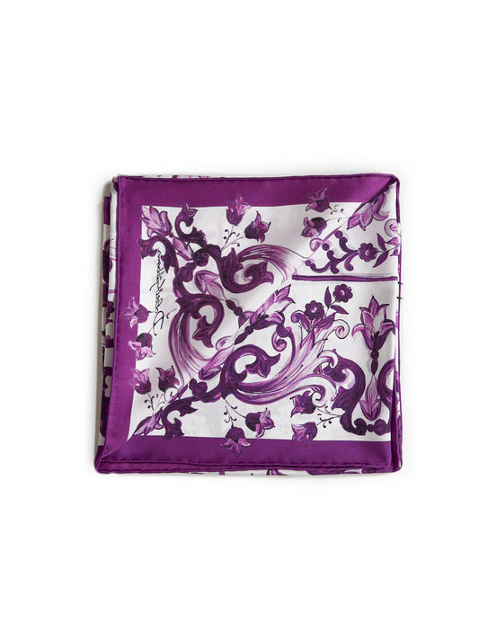 Silk twill Maiolica print scarf