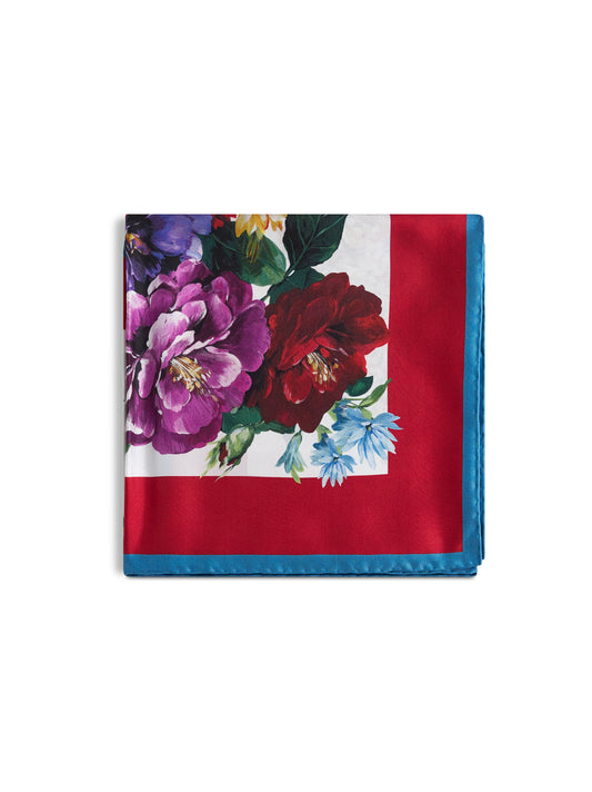 Flower bouquet print silk twill scarf