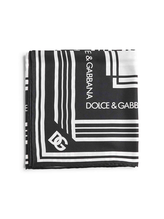Logo print silk twill scarf