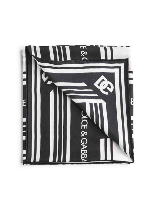 Logo print silk twill scarf