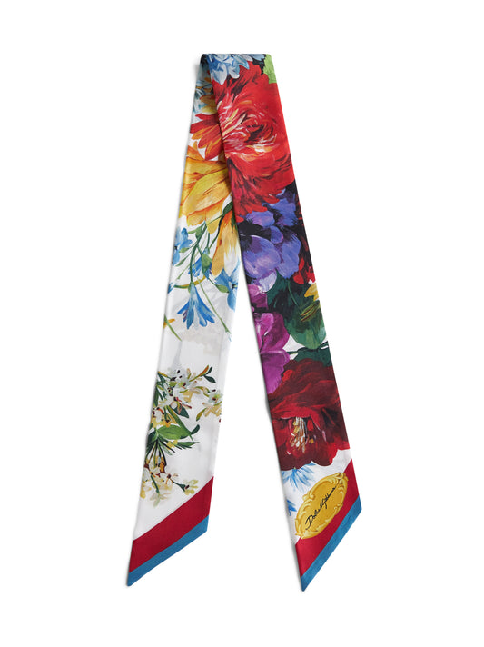 Flower bouquet print silk twill bandeau