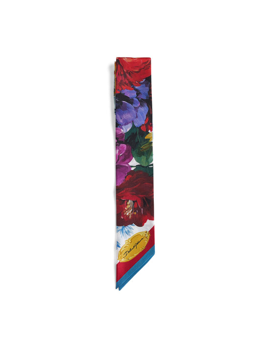 Flower bouquet print silk twill bandeau