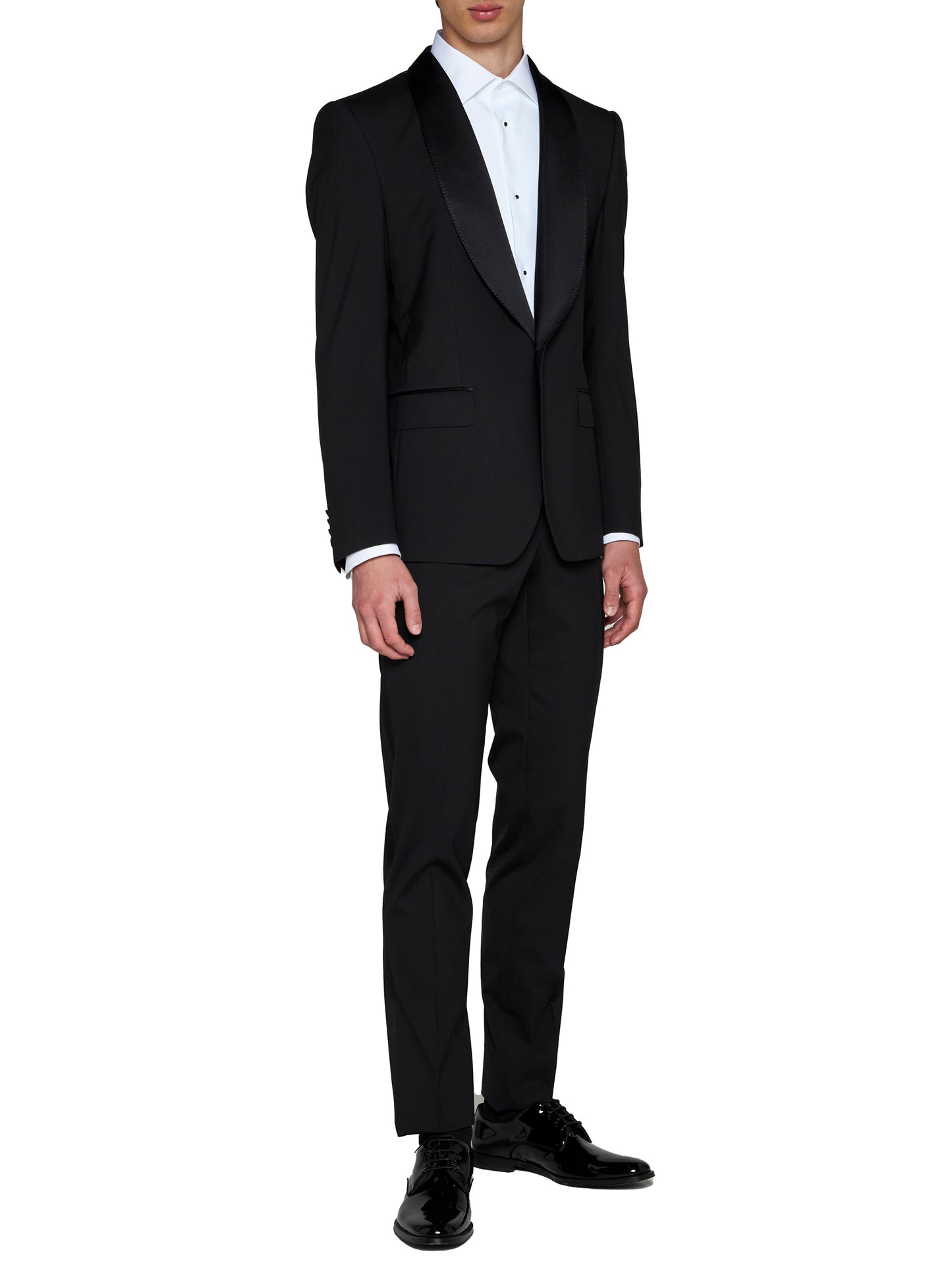 Black stretch wool Sicilia tuxedo blazer