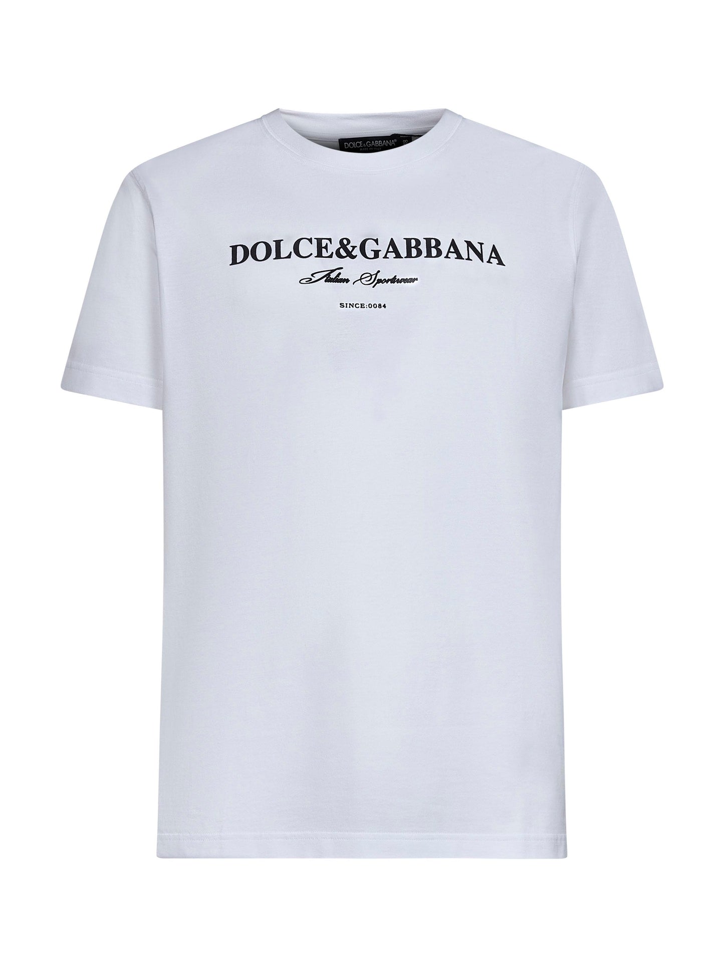 T-shirt in cotone bianco con stampa Flock