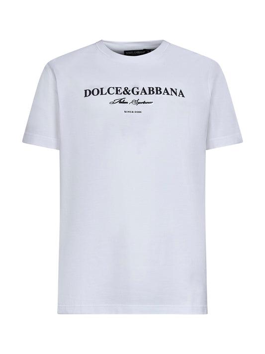 T-shirt in cotone bianco con stampa Flock