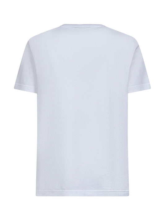 T-shirt in cotone bianco con stampa Flock