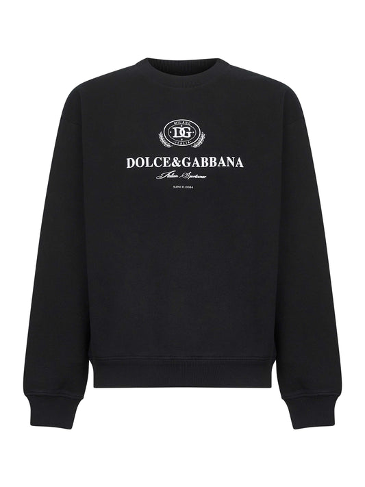 Black cotton logo crewneck sweatshirt