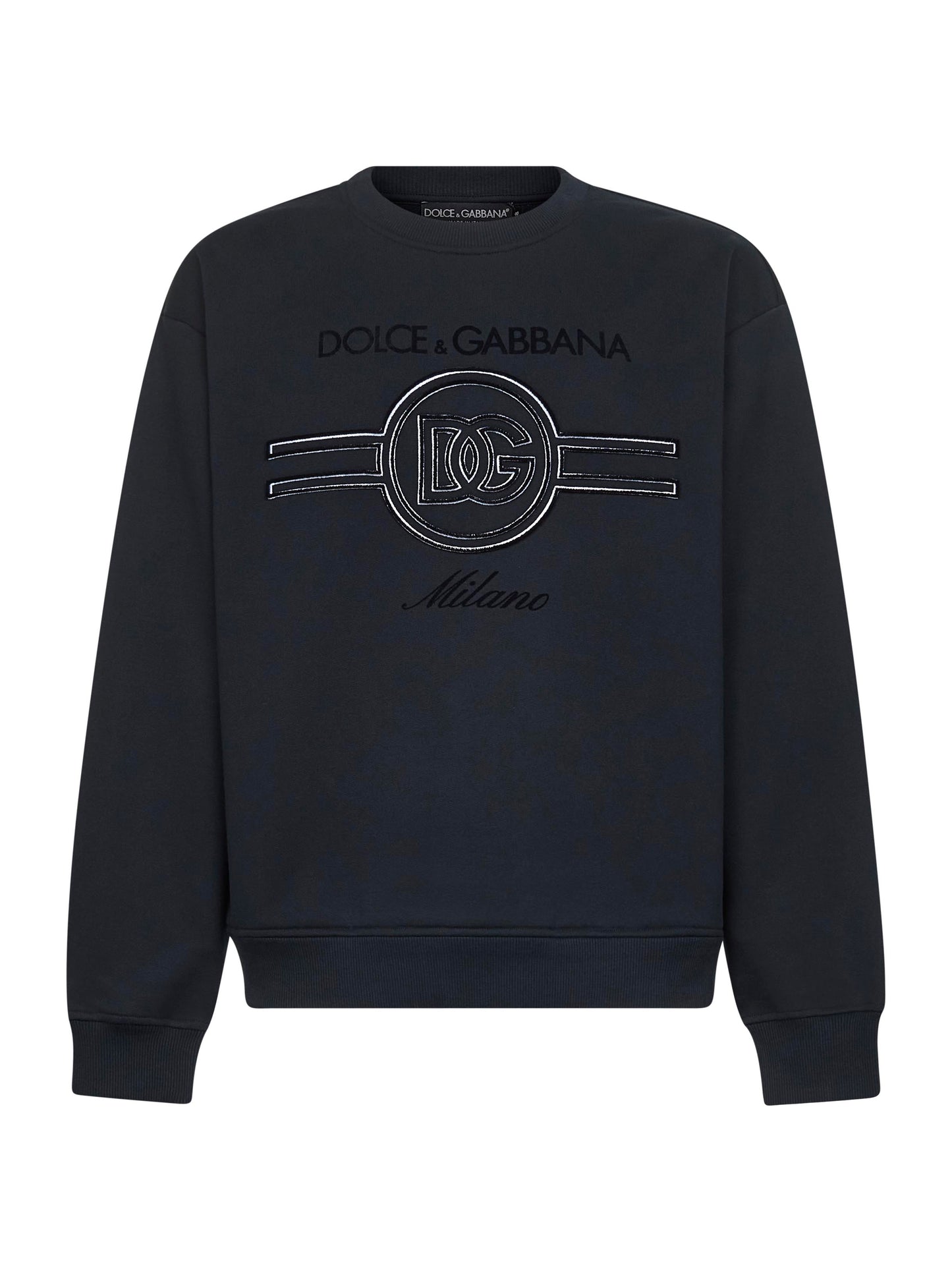 Blue jersey embroidered sweatshirt<BR/>