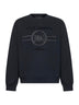 Blue jersey embroidered sweatshirt<BR/>