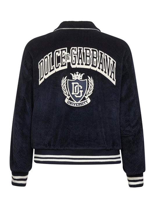 Blue corduroy bomber jacket