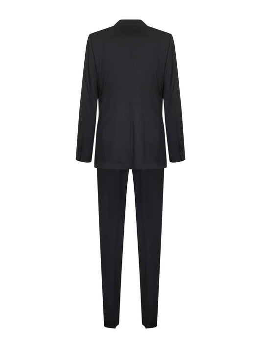 Black wool and silk three-piece tuxedo suit